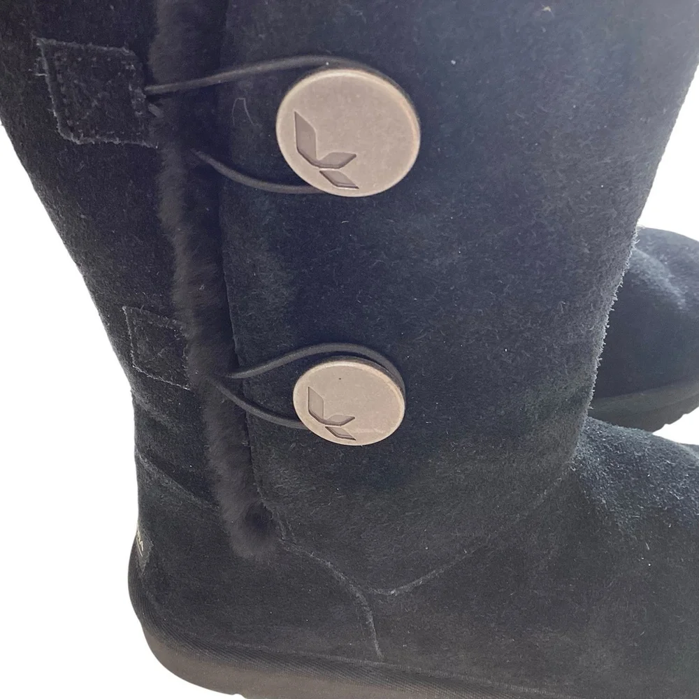Ugg Koolaburra Boots Women Sz 6 Black Suede Calf High Button Loop‎ Closure NEW